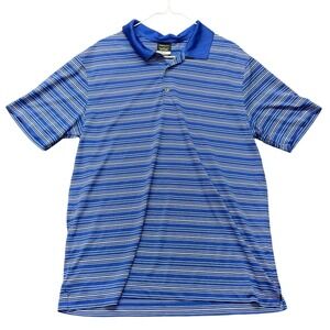 Nike Golf‎ Men's Blue White Stripe Dri-Fit Performance Polo Men's L